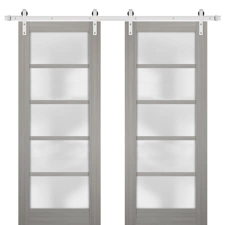 Sartodoors Double Barn Interior Door, 72" x 96", Gray QUADRO4002DB-S-SSS-7296